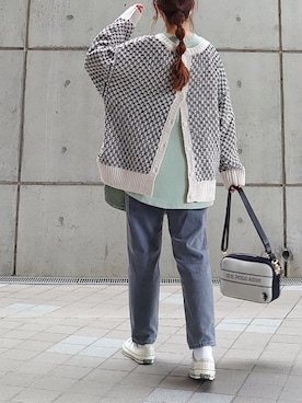 「tiptop（ティップトップ）の前後2wayニットカーディガン（カーディガン/ボレロ）」を使った、マルルン♪ さん（レディース・159cm）の秋コーディネート