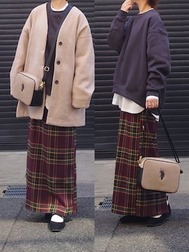 「Fizz（フィズ）の【maiko_wear × Fizz コラボ】　スタンドカラーデザインシャツ（シャツ/ブラウス）」を使った、マルルン♪ さん（レディース・159cm）の秋コーディネート