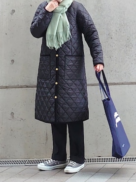 「Traditional Weatherwear」｜「アイテム（ノーカラーコート）」を使った、マルルン♪ さん（レディース・159cm）の冬コーディネート