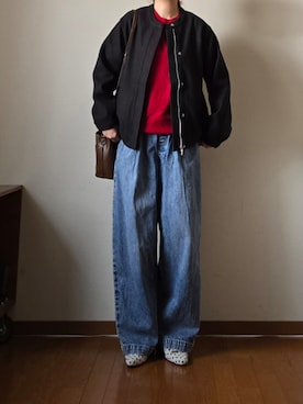 「アイテム（ノーカラージャケット）」を使った、マルルン♪ さん（レディース・159cm）の秋コーディネート