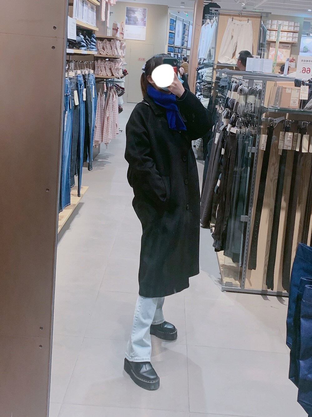 「ootd、休闲、oversize、基础款、Dr.Martens、冬コーデ」｜「Dr. Martensの【Dr.Martens/ドクターマーチン】 正規取扱店　厚底 ブーツ 1461QUAD RETRO/ｲﾁﾖﾝﾛｸｲﾁｸｱｯﾄﾞ 25567001（ブーツ、ブラック系）」を使った、KreuzRoseさん（レディース・164cm）の冬コーディネートの1枚目の写真