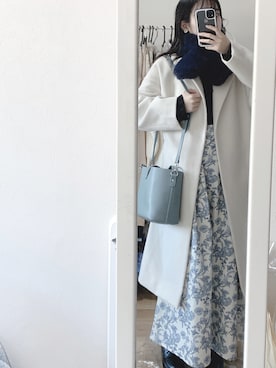 「snidel」｜「アイテム（ノーカラーコート）」を使った、pipiさん（レディース・156cm）の冬コーディネート