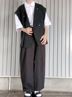 「Ellno Loset（エルノロゼット）のアイテム（ベスト）」を使った、Yu-sukeさん（メンズ・166cm）の夏コーディネート