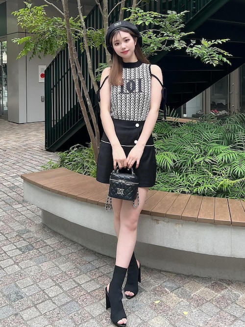 Darich リボンDDロゴノースリトップス NVY Darich リボンDDロゴノースリーブトップス トップス