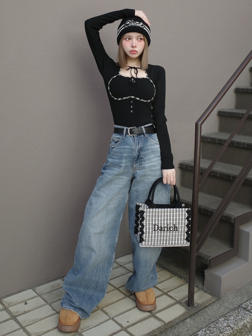 Darich（ダーリッチ）の「フロントオープンリブニットトップス（ニット