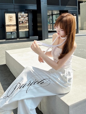 「Darich（ダーリッチ）のOrchidflowerパイルベアトップ（その他トップス、ピンク系）」を使った、Darichさん（レディース・163cm）の春コーディネート