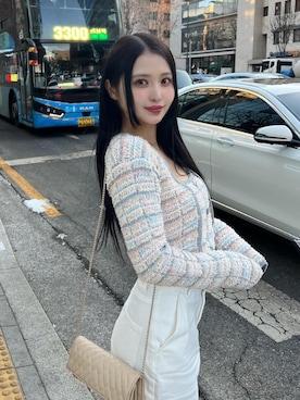 「アイテム（デニムスカート）」を使った、Darichさん（レディース・155cm）の冬コーディネート