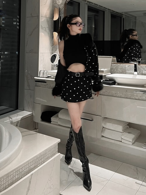 ドットツイードベルトミニスカート（スカート）｜Darich（ダーリッチ