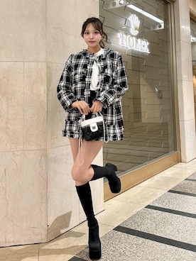 「大人ガーリー」｜「アイテム（その他アウター）」を使った、Darichさん（レディース・166cm）の冬コーディネート