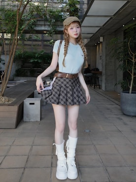 ニット/セーターを使った「ギンガムチェックスカート」の人気