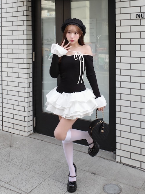 デザインネックリボンミニワンピース（ワンピース）｜Darich