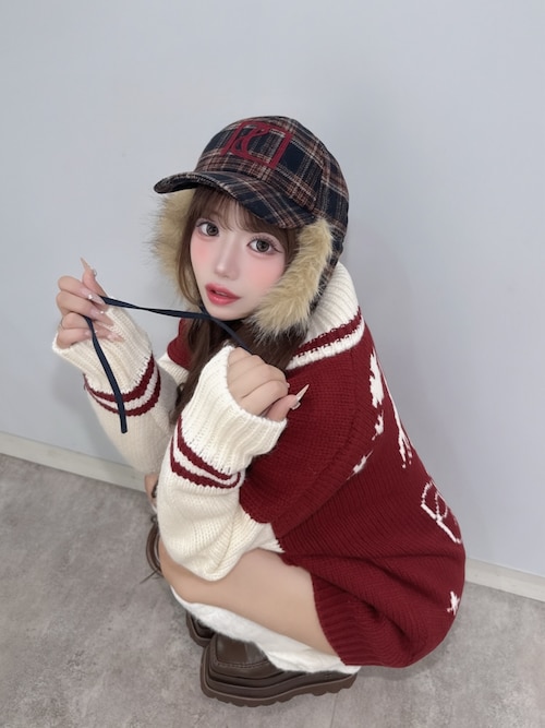 ダーリッチ　THE Social CLUBニットブルゾン　レッド ダーリッチ Darich THE Social CLUBニットブルゾン （ボルドー