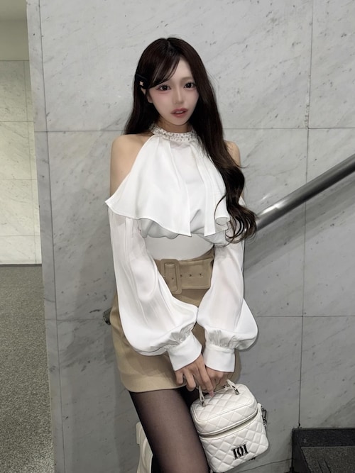 パールネックアメスリブラウス（シャツ/ブラウス）｜Darich