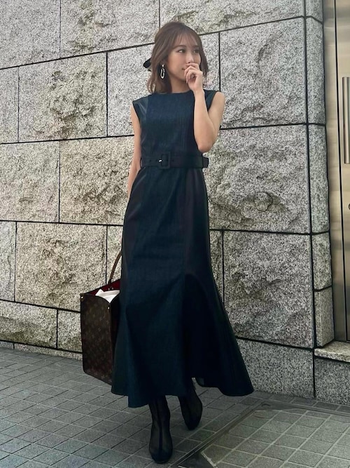 【タグ付・未使用】darich ダーリッチ　ロゴカットロングワンピース　BK ダーリッチ Darich カットアウトニットロングワンピース