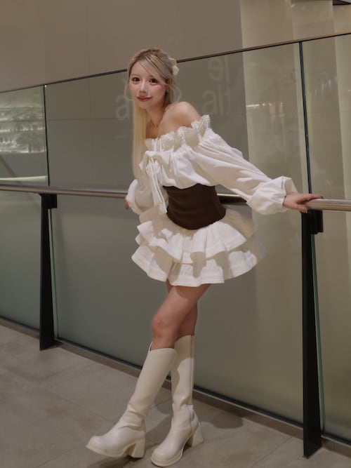 Darich(ダーリッチ) ブラウス シャツ ダブルフリルオフショルリボン Darich(ダーリッチ) ブラウス シャツ ダブルフリルオフショルリボン