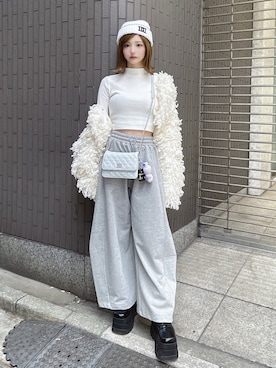 「アイテム（ニットキャップ/ビーニー、ホワイト系）」を使った、Darichさん（レディース・158cm）の秋コーディネート