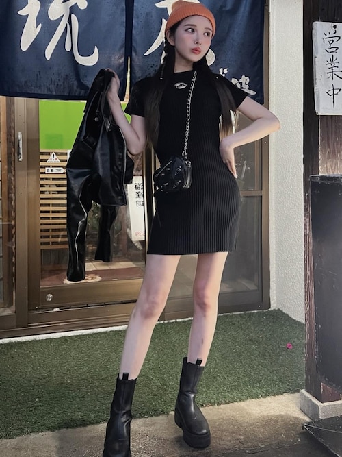 ダーリッチ　リブニット Darich（ダーリッチ）の「デザインリブニットミニワンピース