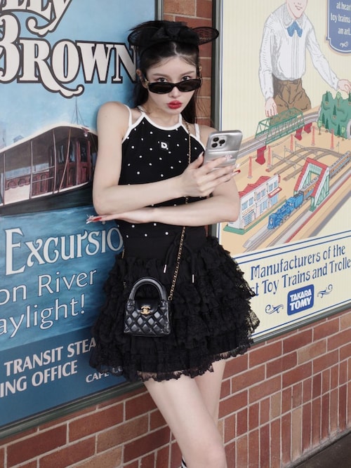 Darich パイピングドットアメスリトップス BLACK ダーリッチ Darich パイピングドットアメスリトップス