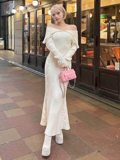 Darich ワンピース ケープカラーケーブルロングワンピース : ZOZOTOWN