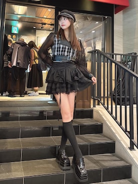 「大人ガーリー」｜「アイテム（ライダースジャケット）」を使った、Darichさん（レディース・166cm）の冬コーディネート