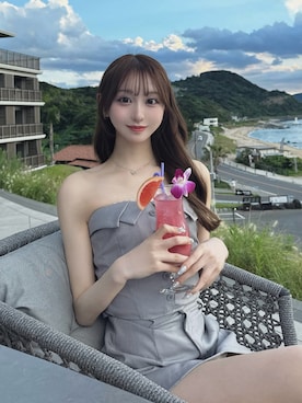 「アイテム（チューブトップ）」を使った、Darichさん（レディース・157cm）の夏コーディネート