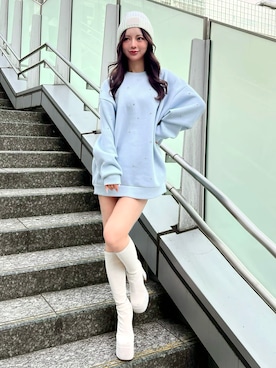 「冬服コーデ」｜「アイテム（ニットキャップ/ビーニー）」を使った、Darichさん（レディース・158cm）の冬コーディネート