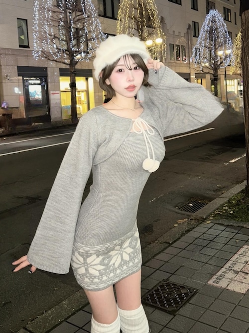 ノルディックパネルニットミニワンピース（ワンピース）｜Darich