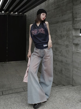 「アイテム（デニムパンツ）」を使った、Darichさん（レディース・160cm）の春コーディネート