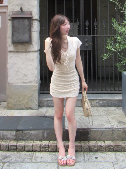 Darich 新品 ダブルリボンフローラルミニワンピース IVO Darich ダブル