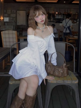 「ブラウンコーデ」｜「アイテム（ワンピース/ドレス）」を使った、Darichさん（レディース・163cm）の春コーディネート