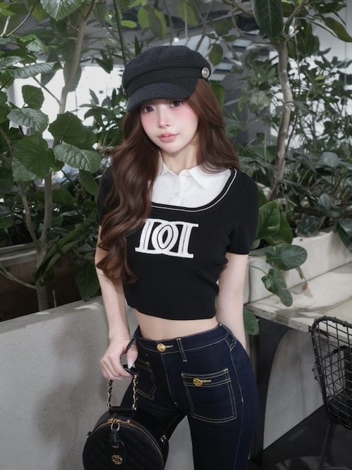 Darich DDロゴレイヤードニットトップス BLK DDロゴレイヤードニットトップス（ニット/セーター）｜Darich