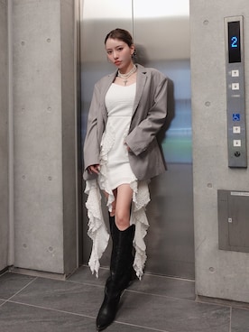 「Darich（ダーリッチ）のアイテム（ジャケット/アウター）」を使った、Darichさん（レディース・155cm）の春コーディネート