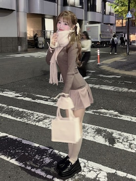 「アイテム（バッグ、ホワイト系）」を使った、Darichさん（レディース・158cm）の冬コーディネート