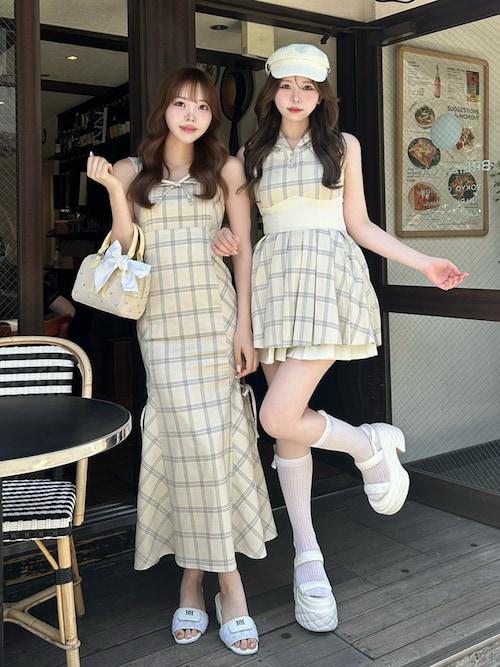 Darich（ダーリッチ） ワンピース オープンリボンチェックロング