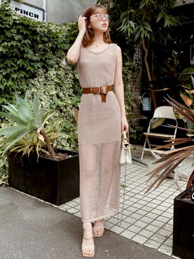 「アイテム（ショルダーバッグ）」を使った、Darichさん（レディース）の夏コーディネート