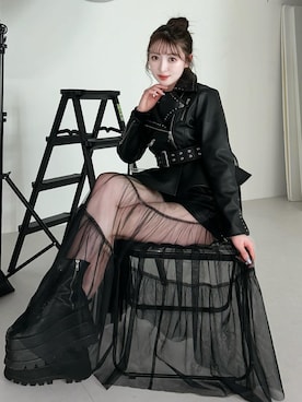 「Darich（ダーリッチ）のアイテム（ライダースジャケット）」を使った、Darichさん（レディース・159cm）の冬コーディネート