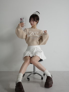 「アイテム（ニット/セーター）」を使った、Darichさん（レディース・158cm）の春コーディネート