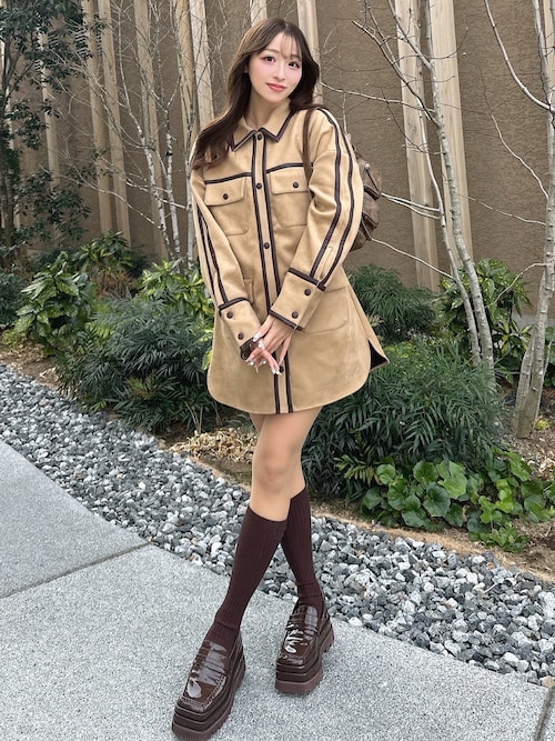 レザーパイピングスウェードシャツジャケット（その他アウター