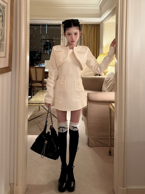 ツイードアンサンブルノースリミニワンピース（ワンピース）｜Darich