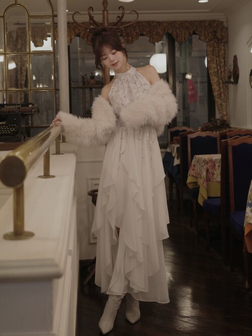 アメスリギャザーシフォンロングワンピース（ワンピース）｜Darich