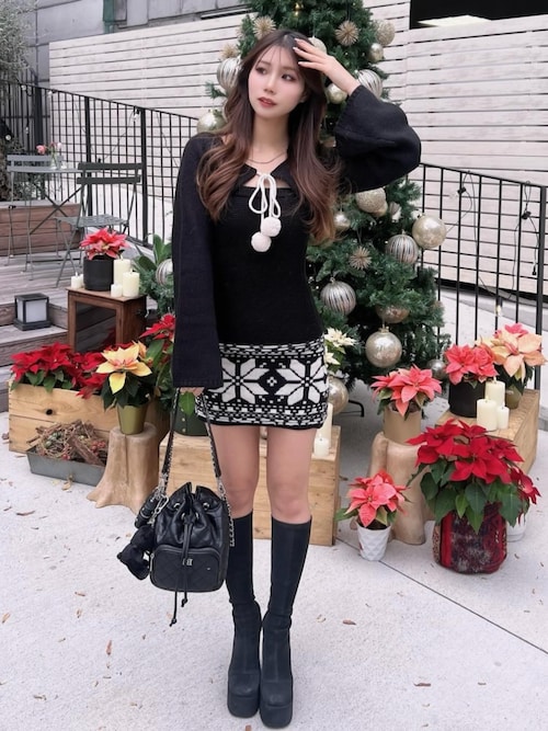 ノルディックパネルニットミニワンピース（ワンピース）｜Darich