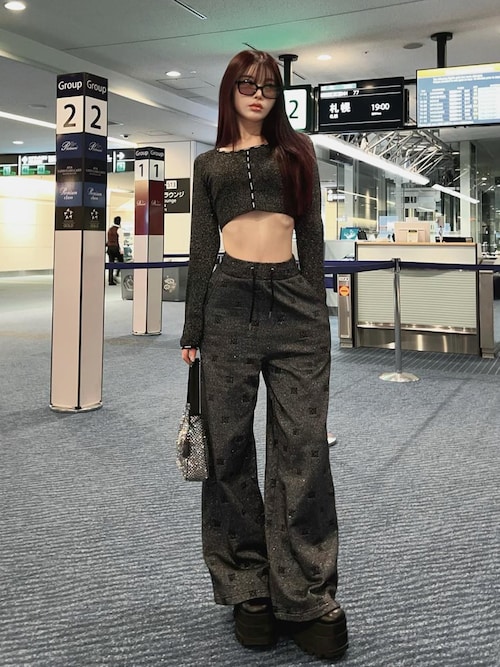 Darich♡新品ロゴパターンラメスウェットパンツ【Ｆ】 ダーリッチ Darich ロゴパターンラメスウェットパンツ （グレー