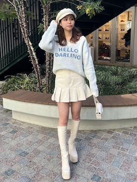 「アイテム（デニムスカート）」を使った、Darichさん（レディース・158cm）の冬コーディネート