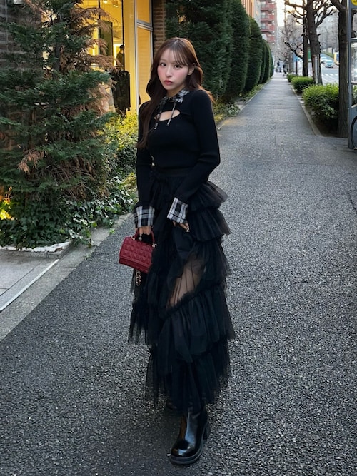 チェックカフスリブニットトップス（ニット/セーター）｜Darich