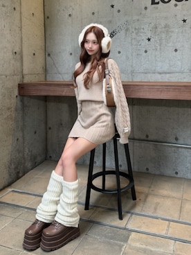 「アイテム（レッグウォーマー）」を使った、Darichさん（レディース・158cm）の秋コーディネート