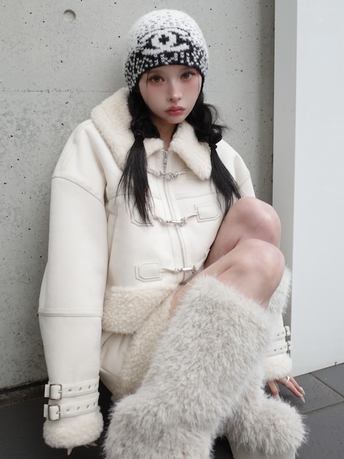 フェイクムートンジャケットセットアップ（ワンピース）｜Darich