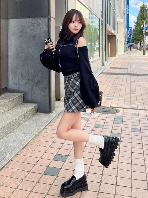 ドッキングミドルウエストニットミニワンピース（ワンピース）｜Darich