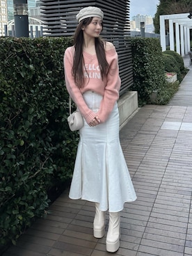 「アイテム（デニムスカート）」を使った、Darichさん（レディース・160cm）の春コーディネート