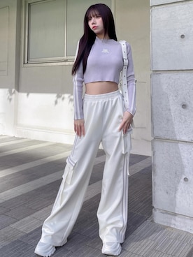 Darich DDラインニットトップス ホワイト DDロゴワンショルニット