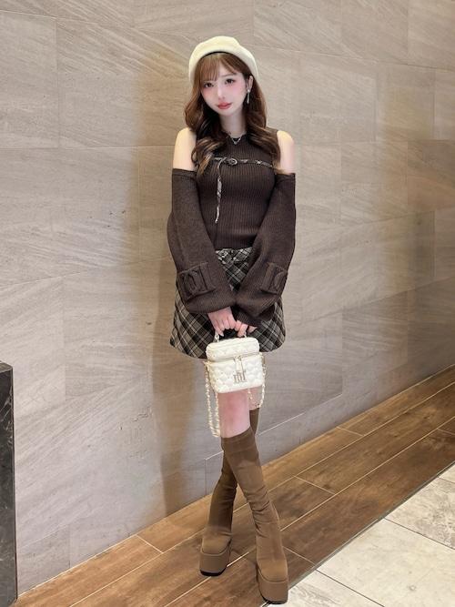 ドッキングミドルウエストニットミニワンピース（ワンピース）｜Darich